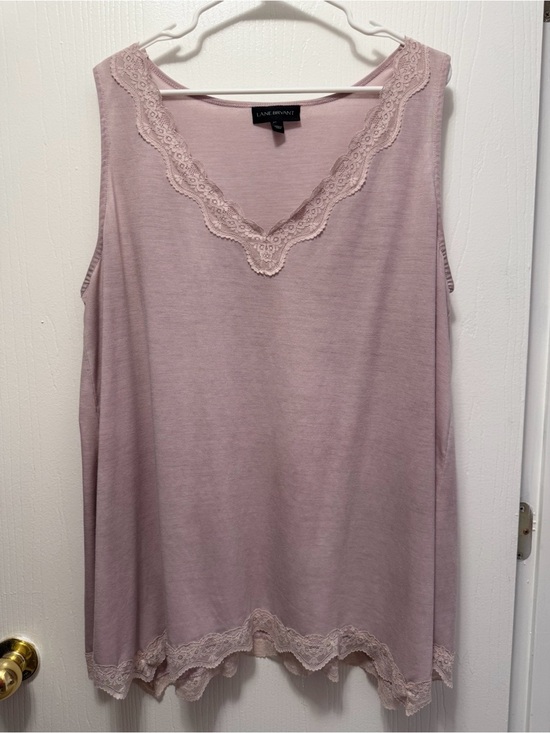 Lane Bryant Other - Lane Bryant Mauve Purple Lace Trim V-Neck Tank Top Size 22/24